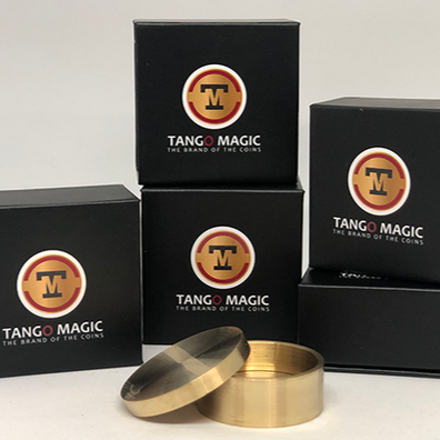 Okito Coin Box (BRASS w/Online Instructions)(B0028) One Dollar by Tango Magic - Trick